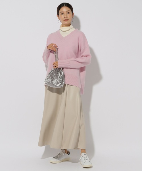 「Elura」 Vネックニット MEDIUM ライトグレー レディース_画像8