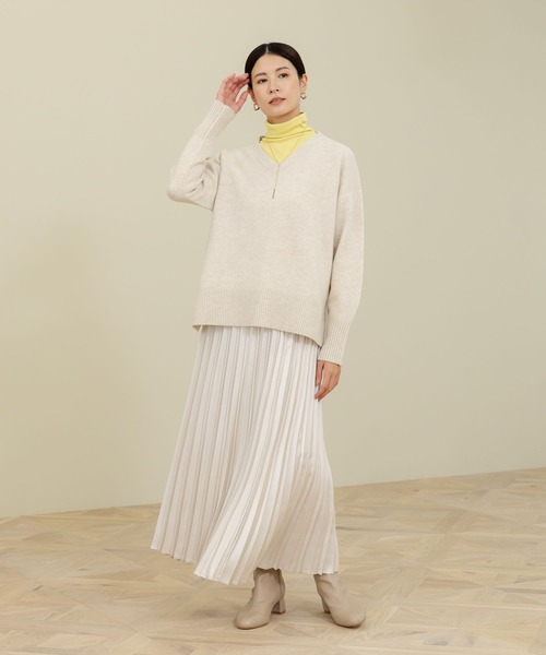 「Elura」 Vネックニット MEDIUM ライトグレー レディース_画像9