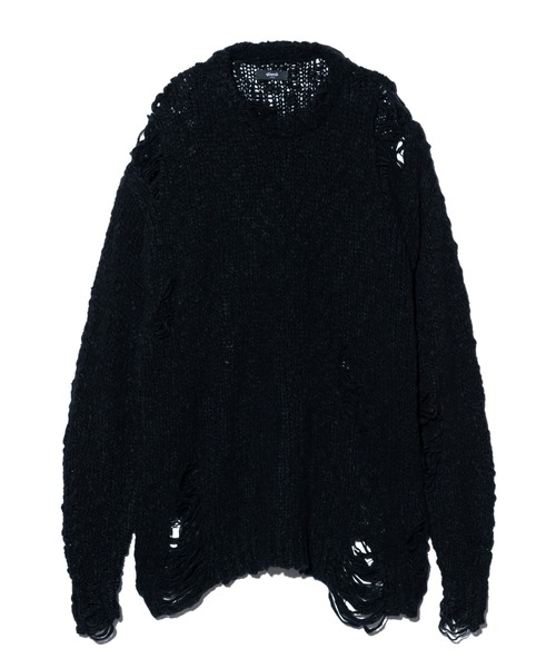 glamb ダメージ加工 ニット ブラック M glamb（グラム） セーター ニット Damage Pullover Knit / ダメージ