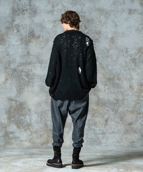glamb ダメージ加工 ニット ブラック M glamb（グラム） セーター ニット Damage Pullover Knit / ダメージ