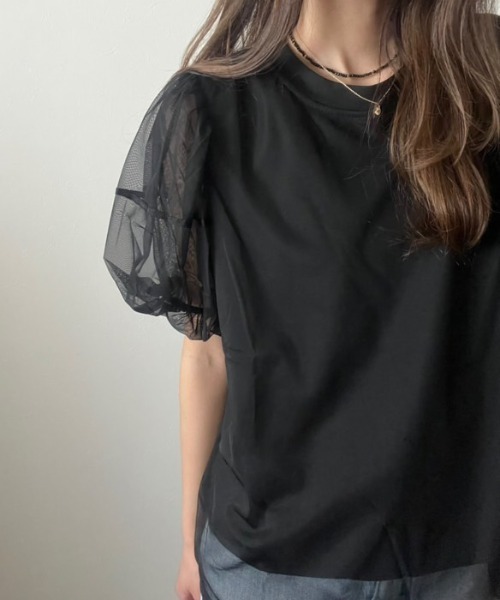 deux amour tシャツ 袖チュールトップス レディース : ZOZOTOWN Yahoo