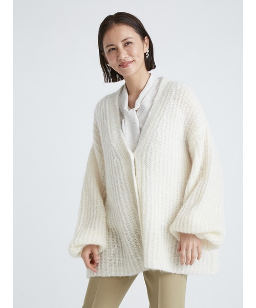 新品未使用　セルフォード　カーディガン CELFORD (セルフォード)シルクカシミア混ファートリムカーディガン 25