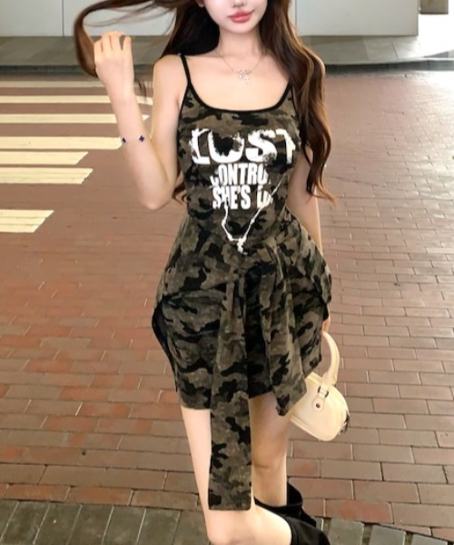 Sibra ワンピース フェイクレイヤードデザインキャミワンピース