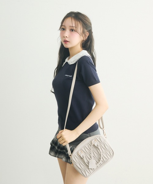 値下げ【24SS 新作 / 一部店舗限定】WOMENS 襟付き半袖スウェット TITTY＆CO. ニット セーター 襟付き半袖ニット レディース