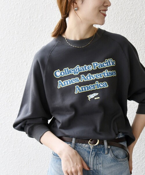 トレーナー スウェット 「SHIPS any別注」Collegiate Pacific: ロゴ プリント ＆ 刺繍 スウェット 25AW レディース