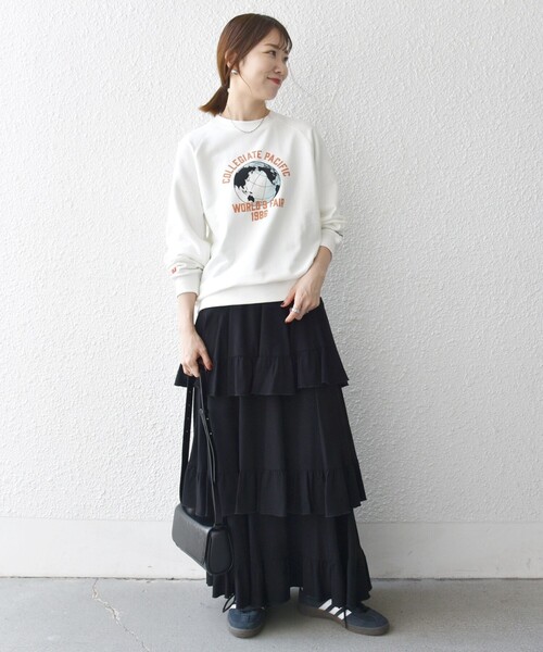 トレーナー スウェット 「SHIPS any別注」Collegiate Pacific: ロゴ プリント ＆ 刺繍 スウェット 25AW レディース SHIPS any別注】Collegiate Pacific: プリント＆刺繍 スウェット