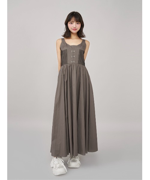 コルセットデザインロングワンピース【darich】 ダーリッチ Darich コルセットデザインロングワンピース （ブラック