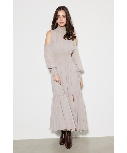 rienda 「rienda」 長袖ワンピース MEDIUM ベージュ レディース