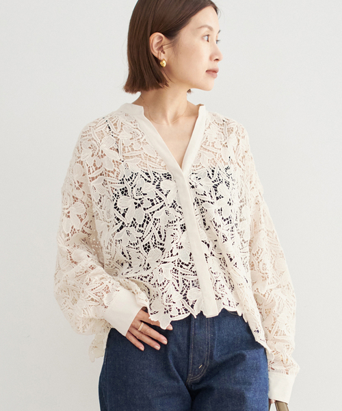 【IENA】シャツ ブラウス IENA（イエナ）の「レース刺繍カラーブラウス◇（シャツ