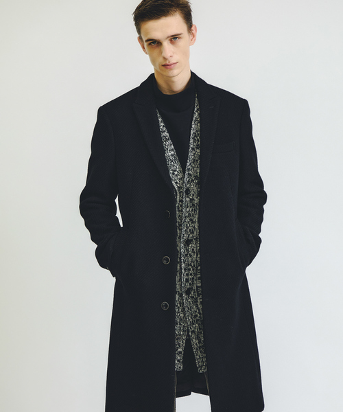 5351 POUR LES HOMMES ブラックコート 5351 POUR LES HOMMES チェスターコート コート 「25A/W」尾州産
