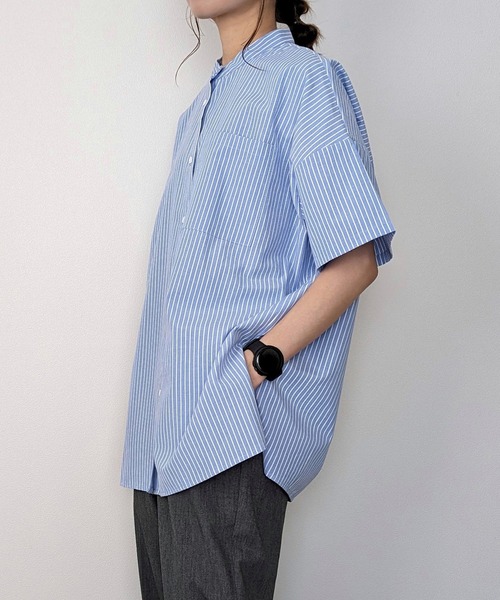 「JUNOAH」 半袖ブラウス LARGE レッド レディース