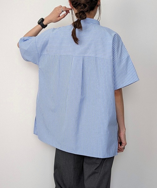 「JUNOAH」 半袖ブラウス LARGE レッド レディース