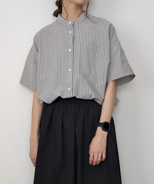 「JUNOAH」 半袖ブラウス LARGE レッド レディース