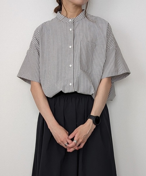 「JUNOAH」 半袖ブラウス LARGE レッド レディース