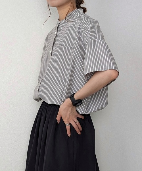 「JUNOAH」 半袖ブラウス LARGE レッド レディース