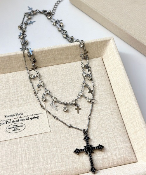 B.I.D. ネックレス 「Bz」クロスチェーンWチョーカーネックレス Y2K