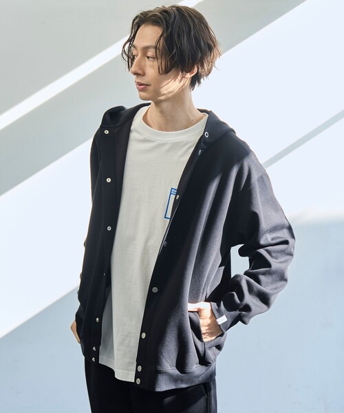 coen（コーエン） パーカー クリーンプラススウェットスナップボタン