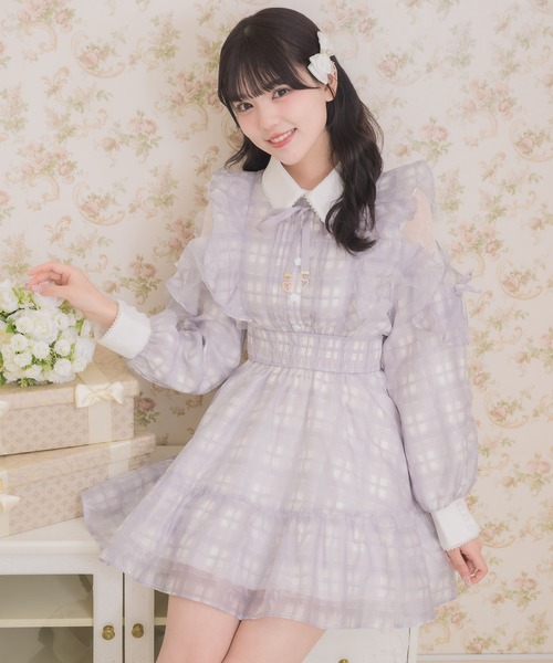 ROJITA ワンピース 花柄チェックミニワンピース : ZOZOTOWN