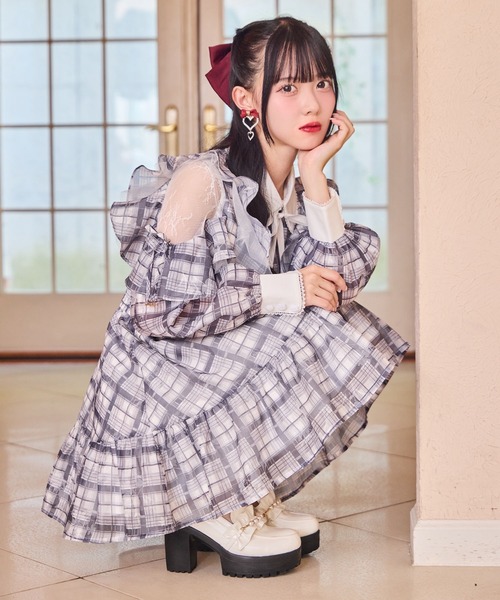 ROJITA 花柄ミニワンピース アイボリー ROJITA 花柄半袖ミニワンピース アイボリー 花柄半袖ミニ