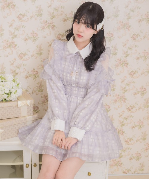 ROJITA ワンピース 花柄チェックミニワンピース : ZOZOTOWN