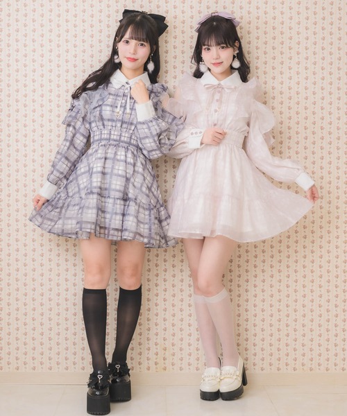 【新品】ROJITA ミニ丈ワンピース ROJITA ワンピース 花柄チェックミニワンピース : ZOZOTOWN