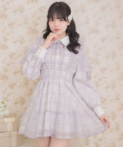 【新品】ROJITA ミニ丈ワンピース ROJITA ワンピース 花柄チェックミニワンピース : ZOZOTOWN