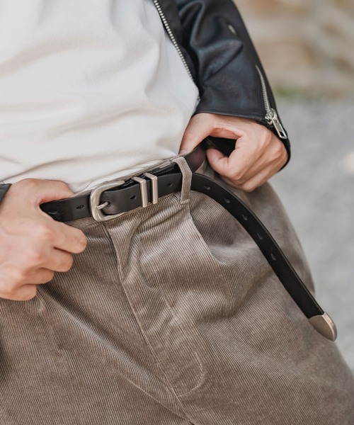 CAMBIO（カンビオ） ベルト mko13177-Edge Buckle Leather Belt レザー