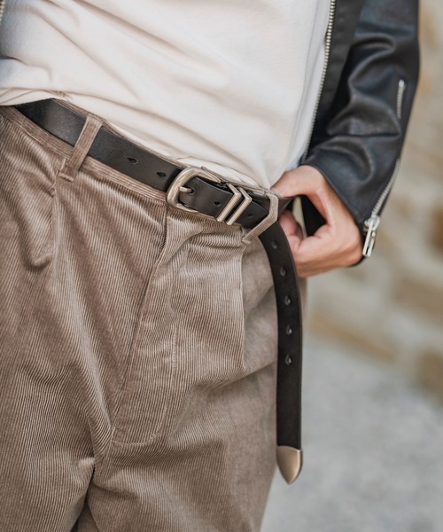 CAMBIO（カンビオ） ベルト mko13177-Edge Buckle Leather Belt レザー