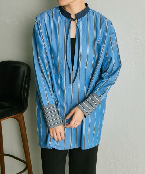 ear PAPILLONNER（イア パピヨネ） ブラウス シャツ 紐付きストライプ