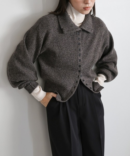 STONE  ハイネック ボタンニットカーディガン 極美品 Mサイズ セール☆2690円→1990円金ボタンニットカーディガン レディース メール