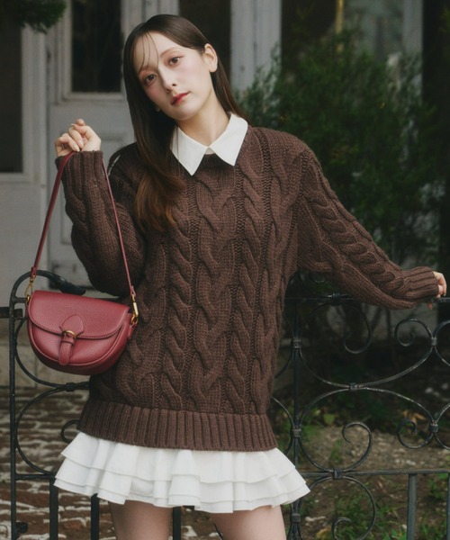 Olu.（オルドット） ニット セーター フリルレイヤードケーブルニット