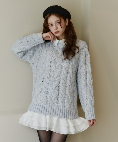 Olu.（オルドット） ニット セーター フリルレイヤードケーブルニット