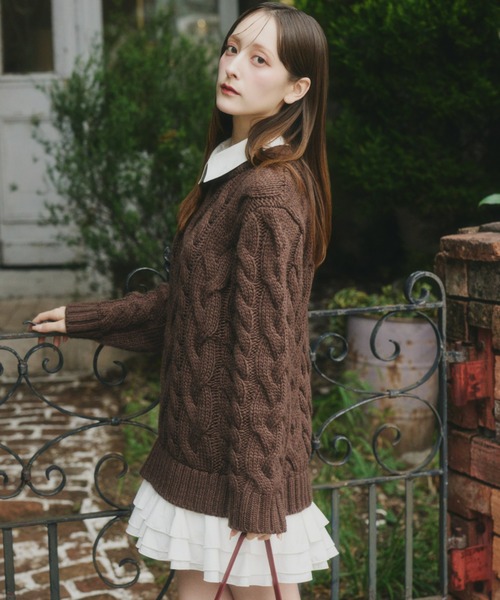 Olu.（オルドット） ニット セーター フリルレイヤードケーブルニット