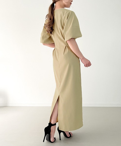 JUNOAH（ジュノア） 半袖ワンピース MEDIUM ダークグレー レディース