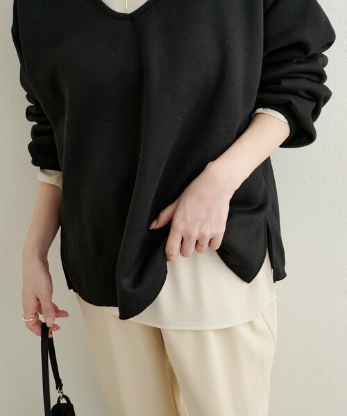 Omekashi（オメカシ） トレーナー スウェット ルーズVネックスウェット