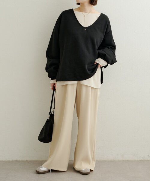 Omekashi（オメカシ） トレーナー スウェット ルーズVネックスウェット