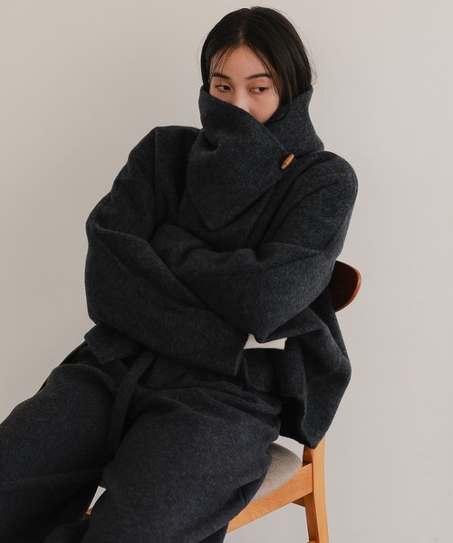 美品★24SS★BEAUTY&YOUTH★ショート丈ノーカラーコート★ウール★黒 7days Life Styling ノーカラーコート コート ショールカラーウール調