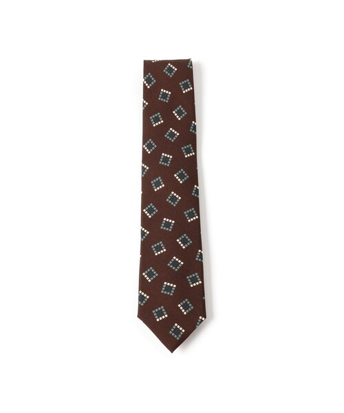 BEAMS F（ビームスF） ネクタイ Holliday ＆ Brown / シルク 小紋柄