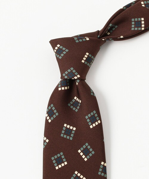 BEAMS F（ビームスF） ネクタイ Holliday ＆ Brown / シルク 小紋柄