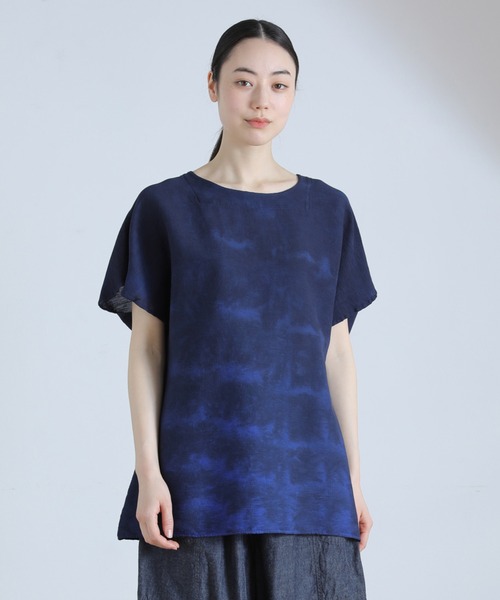 「Plantation」 半袖ブラウス M size ネイビー レディース_画像2