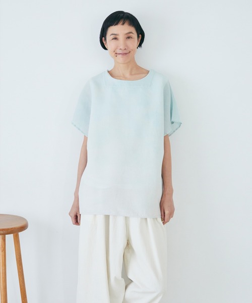 「Plantation」 半袖ブラウス M size ネイビー レディース_画像3
