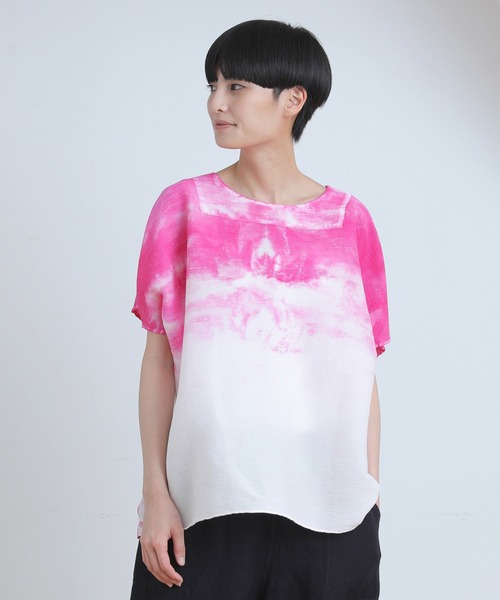 「Plantation」 半袖ブラウス M size ネイビー レディース_画像4