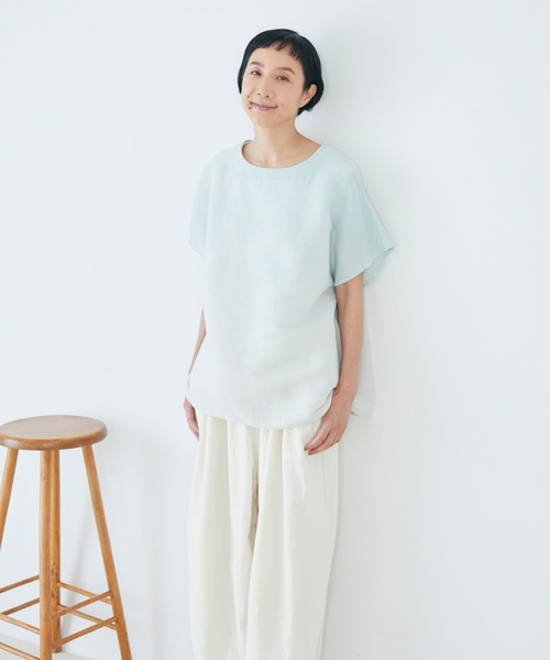 「Plantation」 半袖ブラウス M size ネイビー レディース_画像5