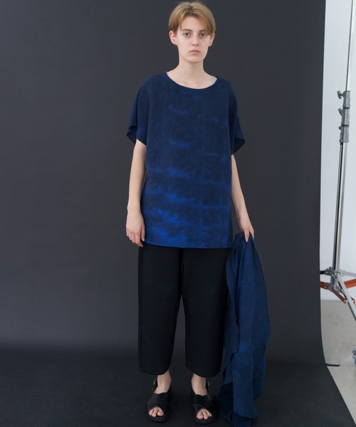 「Plantation」 半袖ブラウス M size ネイビー レディース_画像8