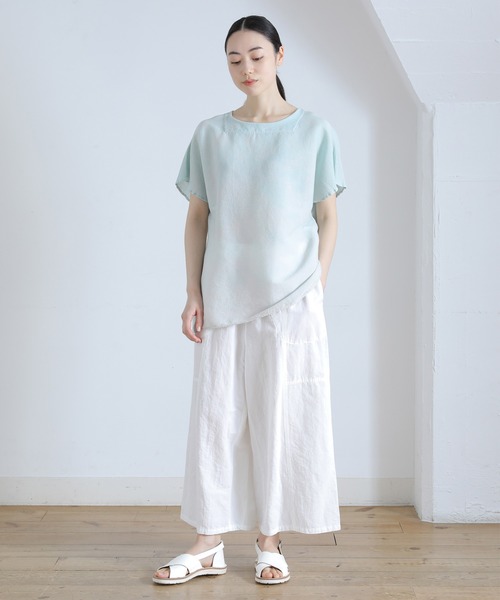 Plantation（プランテーション） 半袖ブラウス M size ネイビー 