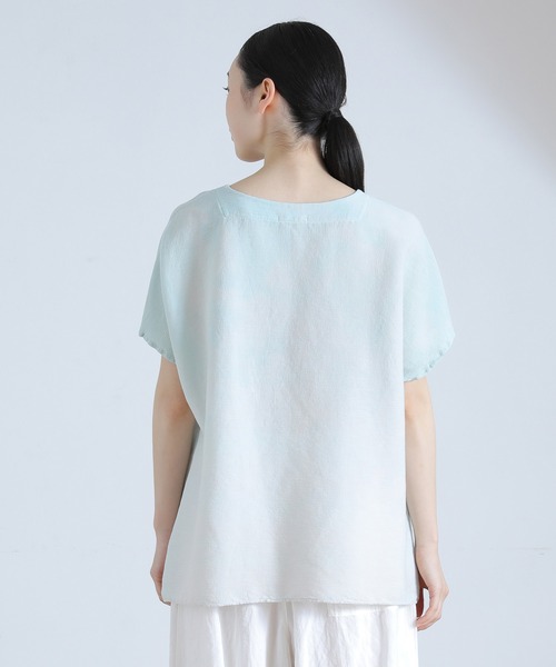 Plantation（プランテーション） 半袖ブラウス M size ネイビー 