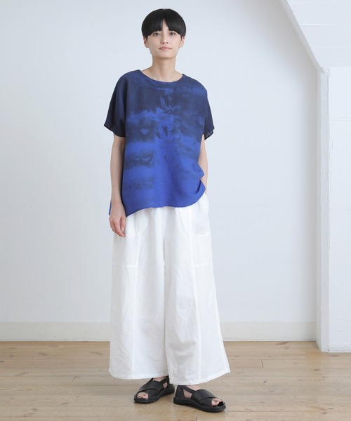 Plantation（プランテーション） 半袖ブラウス M size ネイビー 
