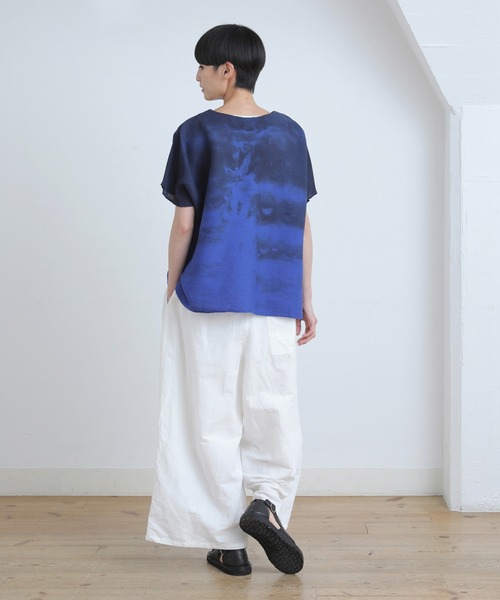 Plantation（プランテーション） 半袖ブラウス M size ネイビー 