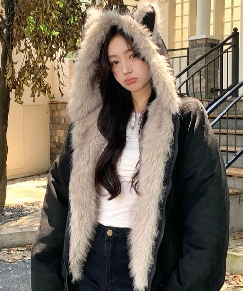 猫耳フード（レディースコート、ジャケット） | ファッション の