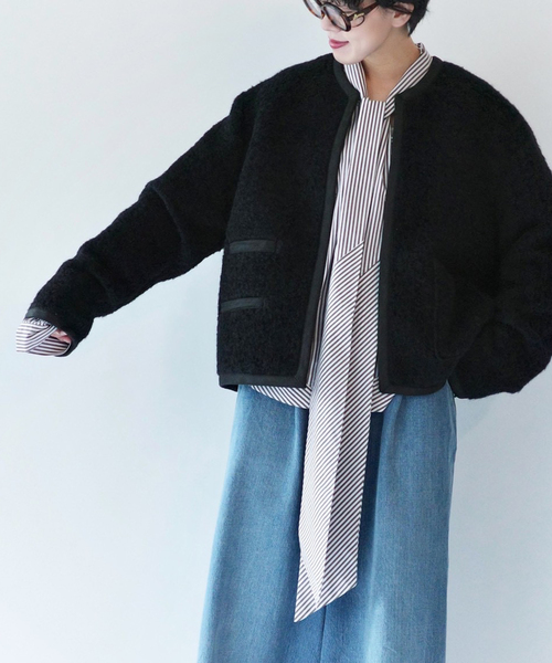 JOURNAL STANDARD ブラック ノーカラージャケット JOURNAL STANDARD｜ジャーナルスタンダードのノーカラージャケット